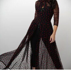 NWT Unique Vintage Black w/Red Hearts Duster